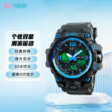 时刻美（skmei）学生手表初高中生手表潮流时尚多功能夜光显示电子表1155B蓝色