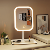 安尔雅台式化妆镜带灯补光小镜子女ins风宿舍桌面便携小型梳妆镜