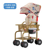 恩曜藤椅婴儿推车可坐可躺仿藤车宝宝夏天夏季超轻便竹藤婴儿童小推车 升级粉【可坐躺可站立】