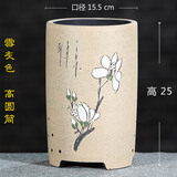 爵遇良品紫砂花盆兰花盆大口径精品盆特大月季君子兰花盆国兰兰花专用盆 彩绘高圆筒-雪灰色 如图