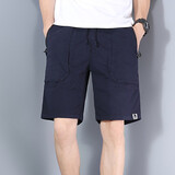 邦帅迈夏季五分裤男短裤宽松多口袋工装裤直筒沙滩裤马裤5分裤工装短裤 宝蓝 067 31（2尺4）