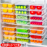 家の物语冰箱收纳盒日本进口保鲜盒食品级密封水果盒冷冻饺子厨房收纳神器 带沥水架（产地中国） 3件套 6.2L