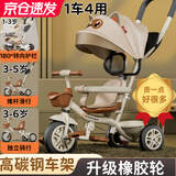 活石儿童三轮车脚踏车宝宝手推车婴儿遛娃神器滑行免充气1-6岁自行车 1车4用钛空轮 +赠收纳包 +海绵推手 61六一儿童节礼物旋转座椅+可推