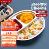 美厨（maxcook）304不锈钢餐盘饭盒碗  儿童分格餐盘卡通 3格大嘴猴系列 MCFT707