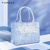 VENQUE范克新款托特包女高级感迷你手提包小众帆布包新年礼物送女友 Baby蓝