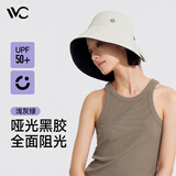 VVC遮阳帽女防紫外线渔夫帽黑胶防晒帽户外透气太阳帽子 浅灰绿