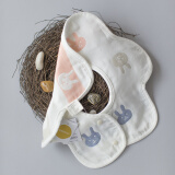 雅赞（YAZAN）婴儿花瓣围嘴 纯棉纱布360度旋转口水巾 三层兔子