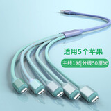 智能力type-c一拖三 100w多头type-c充电线适用小米苹果华为手机车载快充三合一万能数据线 usb一拖五【5个苹果】1.5米 多头同时充电