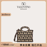 华伦天奴VALENTINO【季末礼遇】女士 LE TROISIEME 迷你托特包 米色/黑色 均码