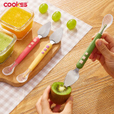 COOKSS婴儿刮泥勺宝宝辅食工具吃苹果泥勺子不锈钢刮水果泥神器辅食勺绿