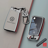 绅创大众钥匙套25款速腾迈腾朗逸帕萨特宝来汽车包扣壳途观L探岳途岳 大众【C款折叠3键】-枪色灰扣