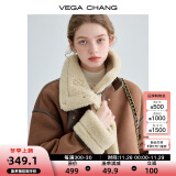 VEGA CHANG皮毛一体短外套女2024冬旷野美拉德加绒机车风大衣oversize 焦糖棕 L