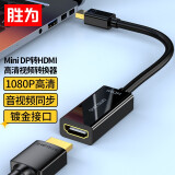 胜为（shengwei）Mini DP转HDMI转换器 高清雷电接口转接头 接显示器投影仪1080P 迷你DP黑 MN-1080