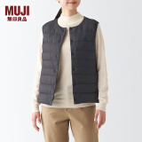 无印良品 MUJI 女式 便携式 无领 羽绒背心BDC30C2A舒适轻薄保暖蓬松马甲 中灰色 XL