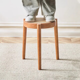 陶鲁工匠北欧实木凳子可叠放藤编家用小圆凳简约矮凳化妆凳客厅板凳餐凳 樱桃木色