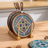 WELLMEET隔热垫陶瓷耐高温复古珐琅中式高级感餐桌防烫锅垫砂锅专用碗杯垫 【富贵平安】瓷质厚实/软木防滑