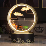 人文家居 创意流水摆件循环水鱼缸客厅办公室桌面景观装饰工艺礼品 好运莲莲-配雾化器