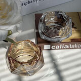 勋狸粑ins风轻奢菱角烟灰缸潮流时尚家用办公室烟缸 透明-大款菱角烟灰缸