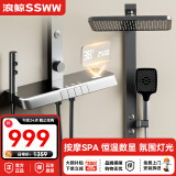 浪鲸（SSWW）淋浴花洒套装 增压精铜龙头淋雨喷头易洁喷枪喷头 恒温花洒 TS8 枪灰恒温【升级背喷】带喷枪