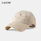 CACUSS棒球帽男四季软顶破洞鸭舌帽女潮流时尚遮阳防晒帽休闲户外太阳帽