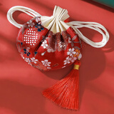 玩控  中国风香包古风香囊香袋空袋子汉服装饰随身挂件端午节礼物香包 红色（空袋）