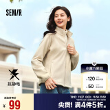 森马（Semir）外套女抗静电摇粒绒修身刺绣2024冬季立领插肩袖夹克109724108005