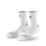 卡尔美（KELME）成人篮球袜训练比赛加厚包裹透气耐磨防滑袜子 白黑【中筒篮球袜】 L(39-44)