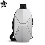 星羽狼斜挎包男士胸包通勤单肩PC硬壳包户外骑行运动包 银色