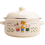 欧丽家 珐琅搪瓷汤锅双耳锅炖锅泡面碗煮面锅煮螺蛳粉电磁炉加热通用 兔子 20cm 1900ml