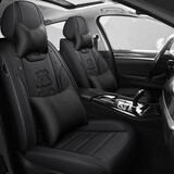 布兰特 卡通免洗科技布座套四季通用汽车坐垫皮革全包座垫免拆卸座椅套 皮拼科技布-耀夜黑-豪华版 其他五座车型下单留言或者联系客服