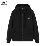 美津浓MIZUNO户外休闲卫衣男春秋冬季连帽开衫加绒加厚外套男纯色宽松