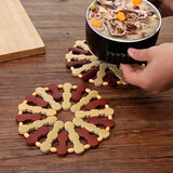 隔热垫餐桌垫防烫锅垫创意家用竹垫菜垫可爱碗垫子耐热茶杯垫碗餐盘垫 3个装【方形】