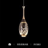 小奢卧室床头吊线灯个性水晶灯轻奢简约客厅背景墙小吊灯广东中山灯具 6022单头（水晶花瓶）三色光