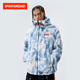 SPRAYGROUND明星同款毛毛棉服男外套2025秋冬鲨鱼嘴男女情侣毛绒棉衣 浅蓝色 L