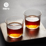 Hero日式锤纹杯透明玻璃咖啡杯耐高温茶杯防滑水杯手冲咖啡杯（单只）