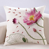万燊中式植物立体荷花pp棉抱枕家用样板房客厅沙发靠枕个性定制大靠背 D款 50X50cm(枕套加枕芯）