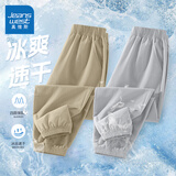 真维斯童装男童裤子夏季薄款2025新款儿童速干运动裤女童夏装长裤冰丝防蚊裤 【夏款2条】卡其/J纯色-灰/J纯色 130
