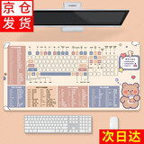 索能（SUONENG） 鼠标垫超大护手腕女生快捷键大全键盘手托电脑桌垫电竞桌面延长板电脑周边订做定制 奶茶熊 尺寸400x900mm厚度3mm