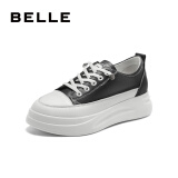 百丽（Belle）小白鞋女鞋商场款厚底增高一脚蹬单鞋透气休闲鞋U8N1DAM3预售 黑色 36 (230mm)