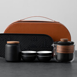 不拙便携式旅行茶具套户外功夫茶具家用全套茶壶泡茶办公室高端 2-黑言启带盘旅行套装