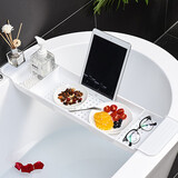 贞喜气 浴缸置物架多功能可伸缩浴桶泡澡缸架卫生间托盘浴室架子置物板 【55cm-78cm】白色伸缩浴缸架