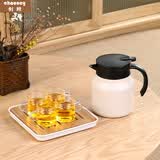 创颐 白茶闷茶壶家用保温壶316不锈钢焖茶壶茶水分离闷泡壶泡茶壶套装 闷茶壶白+小方盘+4把杯