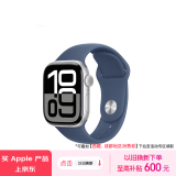 Apple/苹果 Watch Series 10 智能手表GPS+蜂窝款42毫米银色铝金属表壳丹宁色运动型表带S/M MWXJ3CH/B