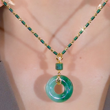 2025新款个性百搭轻奢时尚平安扣吊坠项链玉石项链配饰女设计师款 【平安扣项链吊坠】 【时尚百搭-匠心制作】厂家直销