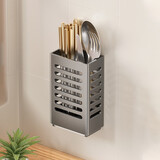 乐持家（LOCIKA）筷子筒厨房置物架壁挂式筷笼筷篓沥水餐具勺子收纳免打孔厨具用品 格调灰·筷子筒【1个装】