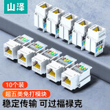 山泽 超五类网络模块 CAT5e免打网线面板模块 RJ45水晶头母座电脑网口插座连接头10个装 MKC-510