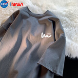 NASA MARVEL短袖T恤男2024夏季新款重磅纯棉宽松短袖T恤ins潮流上衣 深灰色 XL