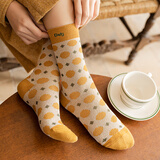 Cofni意大利纯棉刺绣袜子女春秋季复古中筒袜堆堆袜无骨袜休闲潮袜百搭 礼盒装：自选颜色请留言 6双