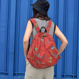 双肩背包轻便超轻秋冬旅行包女轻薄旅游奢华泫雅风时尚高档双肩包 红色