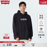 Levi's李维斯情侣同款连帽加绒卫衣经典logo落肩宽松复古 黑色 S